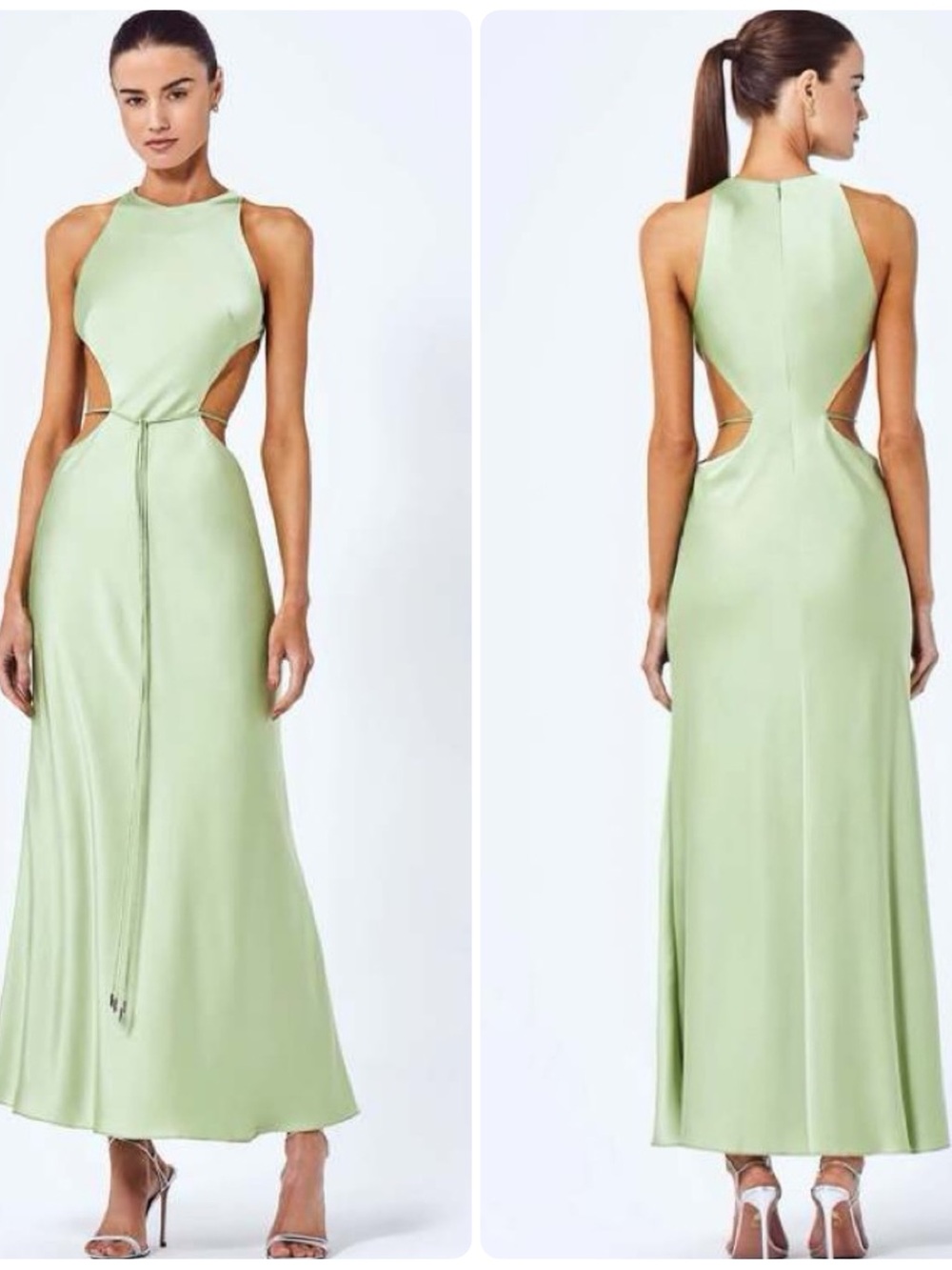Alexis Satin Green Cutout Dress